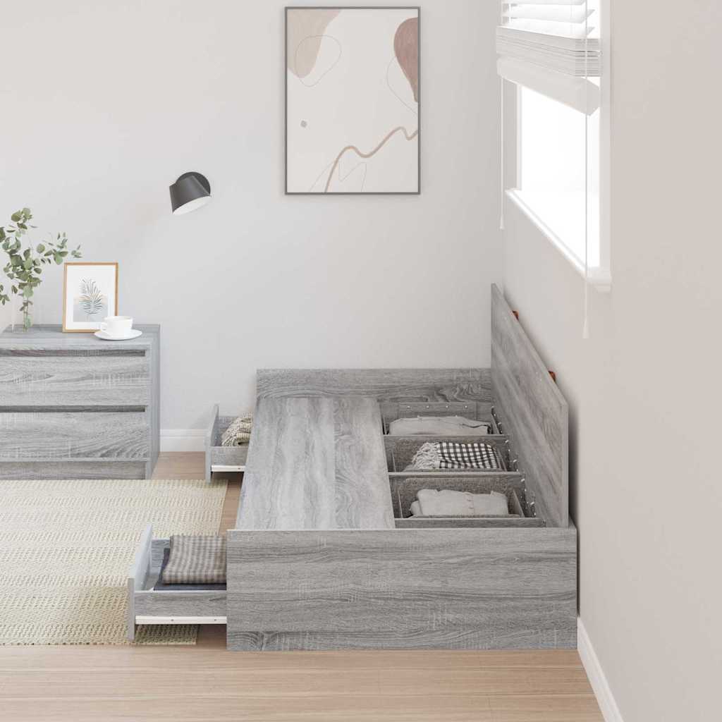 Krevetna konstrukcija Siva Sonoma 75 x 190 cm Konstruirano drvo