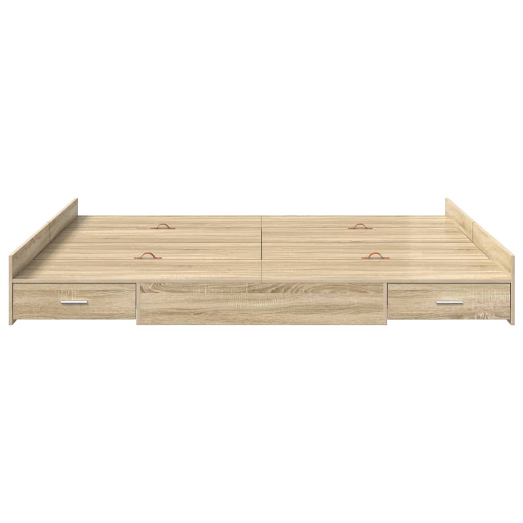 Krevet s ladicama Sonoma hrast 200 x 200 cm Konstruirano drvo