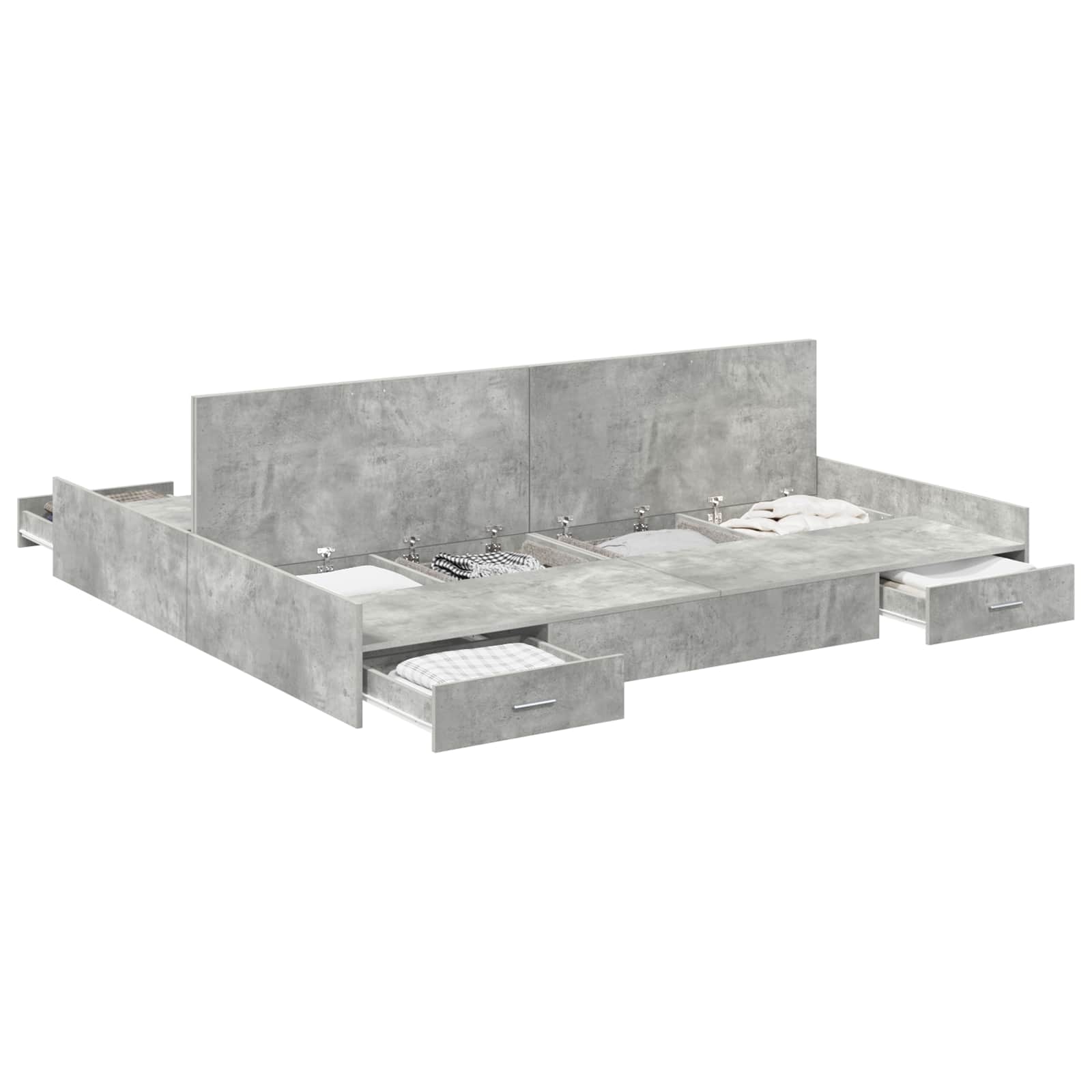 Krevet s ladicama Betonski sivi 200 x 200 cm Konstruirano drvo
