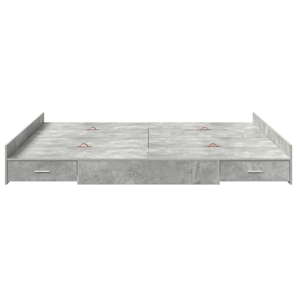 Krevet s ladicama Betonski sivi 200 x 200 cm Konstruirano drvo