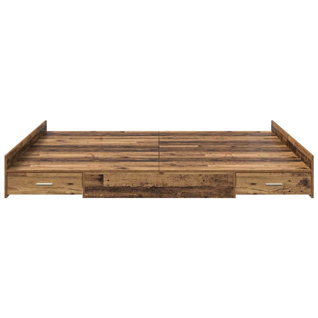 Krevet s ladicama Staro drvo 200 x 200 cm Konstruirano drvo