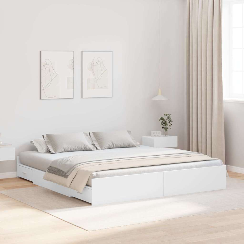 Krevet s ladicama Bijelo 180 x 200 cm Konstruirano drvo
