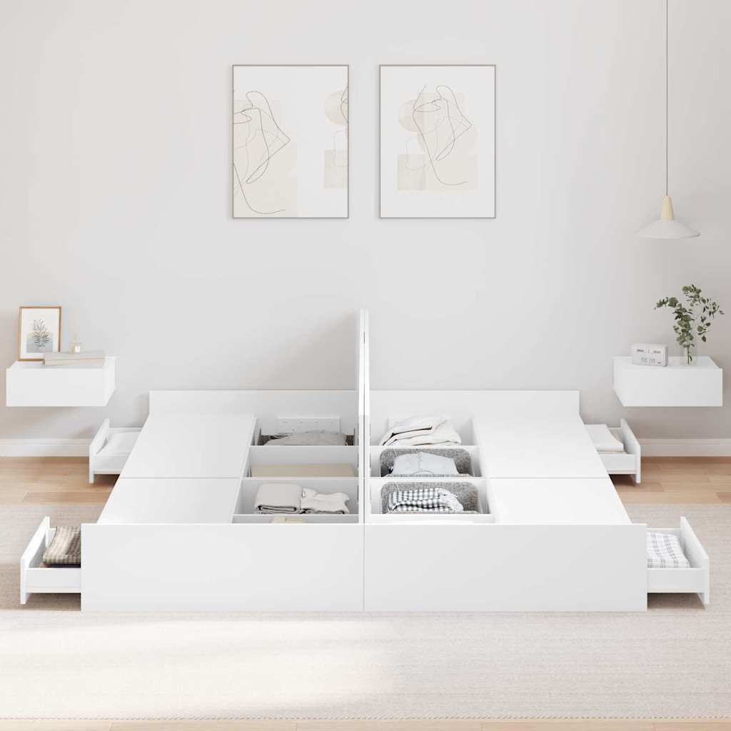 Krevet s ladicama Bijelo 180 x 200 cm Konstruirano drvo
