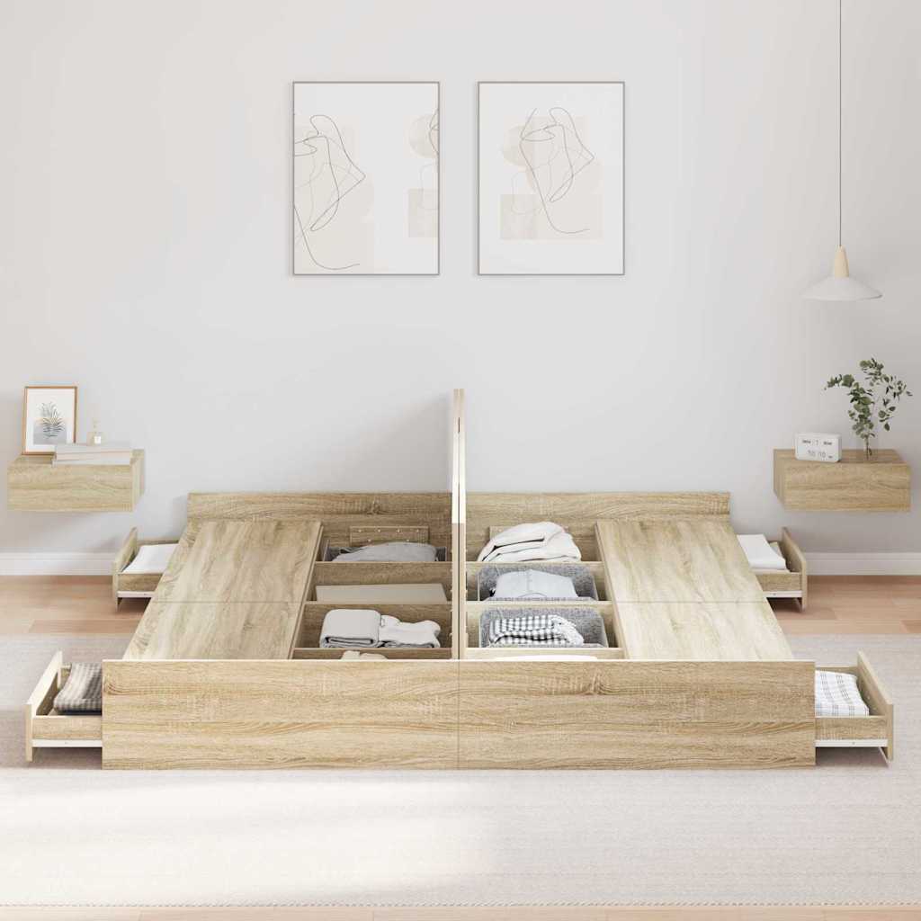 Krevet s ladicama Sonoma hrast 180 x 200 cm Konstruirano drvo