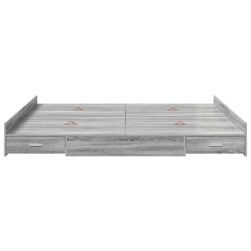 Krevet s ladicama Siva Sonoma 180 x 200 cm Konstruirano drvo