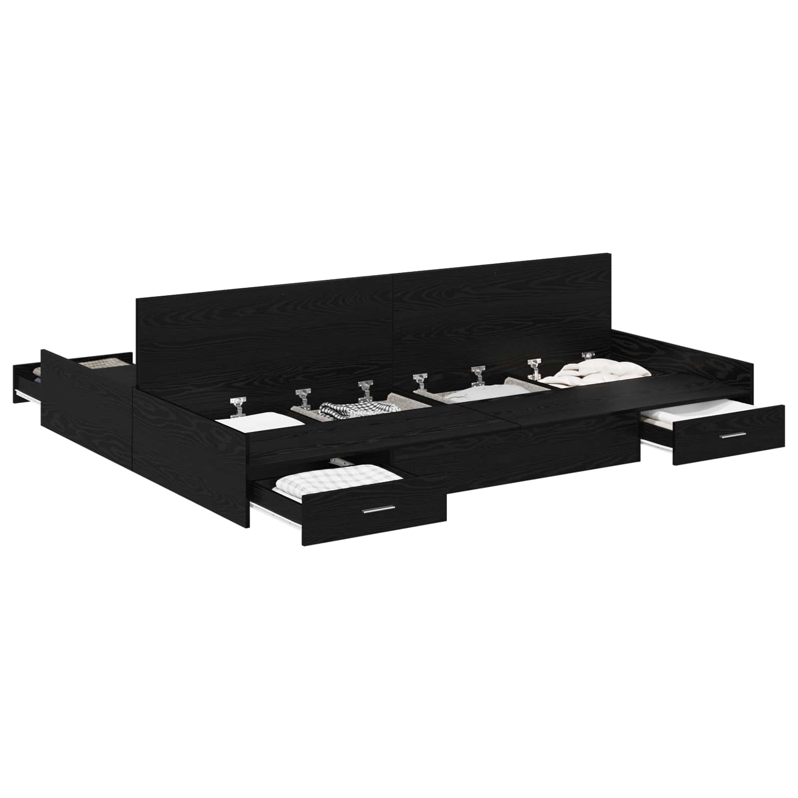 Krevet s ladicama Crni hrast 160 x 200 cm Konstruirano drvo
