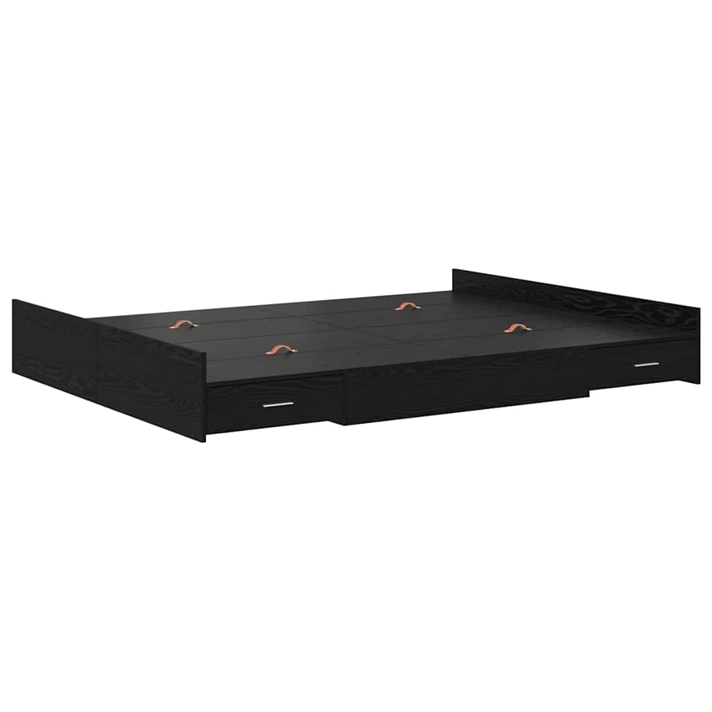 Krevet s ladicama Crni hrast 160 x 200 cm Konstruirano drvo