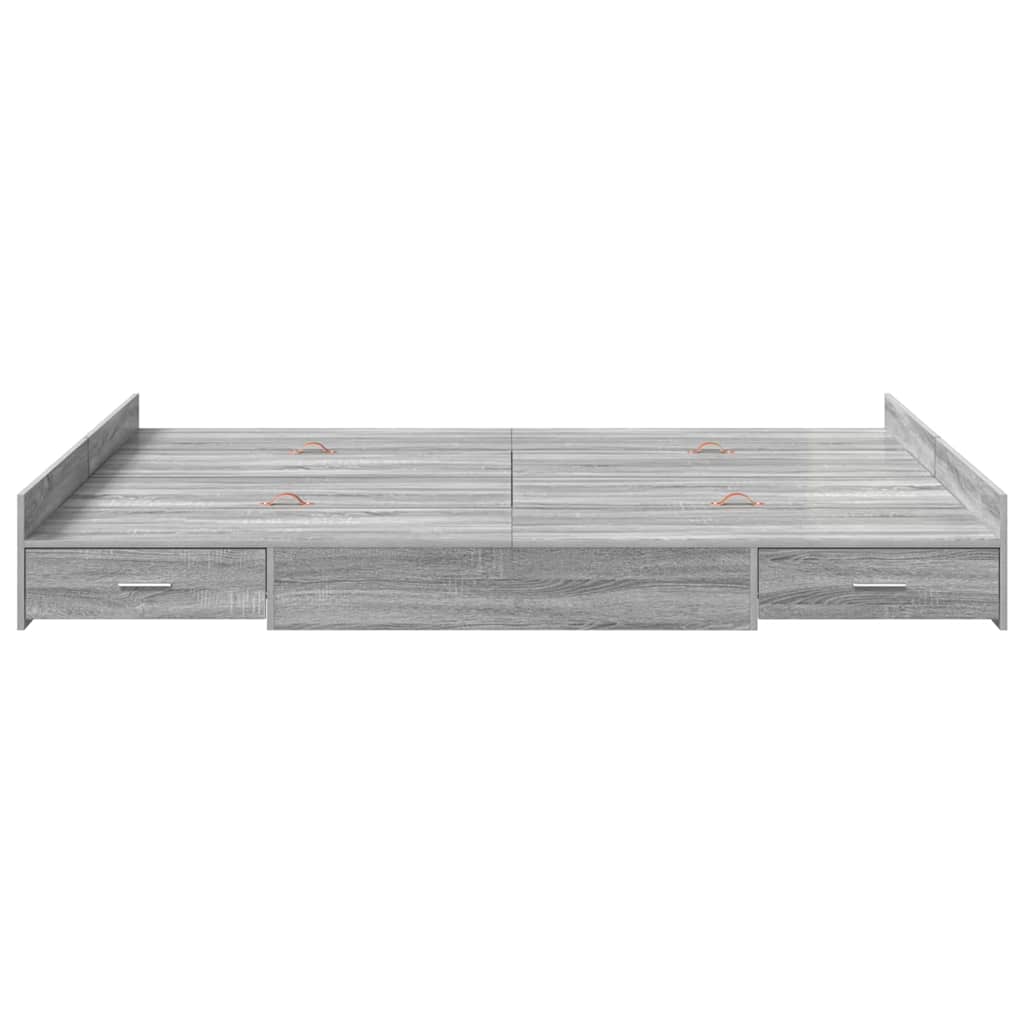 Krevet s ladicama Siva Sonoma 150 x 200 cm Konstruirano drvo