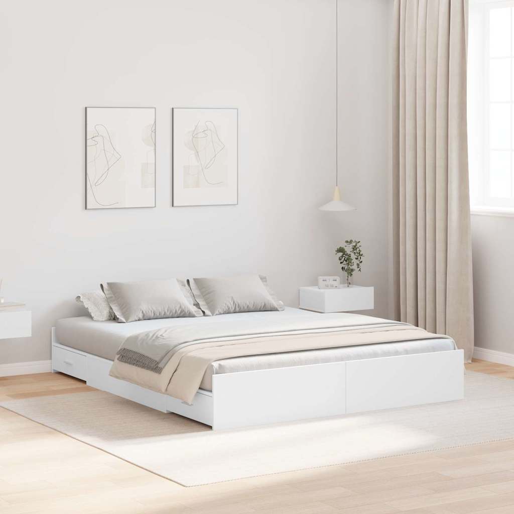 Krevet s ladicama Bijelo 140 x 200 cm Konstruirano drvo
