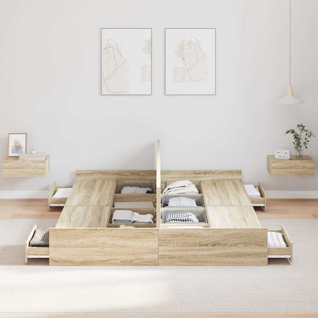 Krevet s ladicama Sonoma hrast 140 x 200 cm Konstruirano drvo