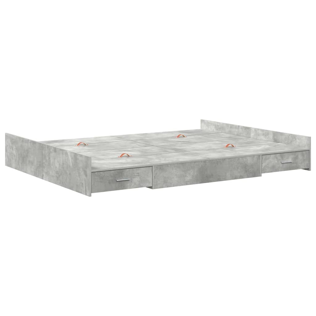 Krevet s ladicama Betonski sivi 140 x 200 cm Konstruirano drvo