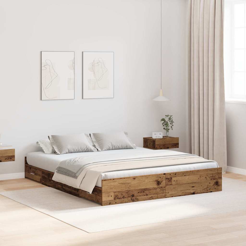 Krevet s ladicama Staro drvo 140 x 200 cm Konstruirano drvo