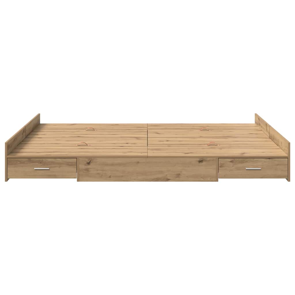 Krevet s ladicama s uzglavljem Umjetnički hrast 140 x 200 cm