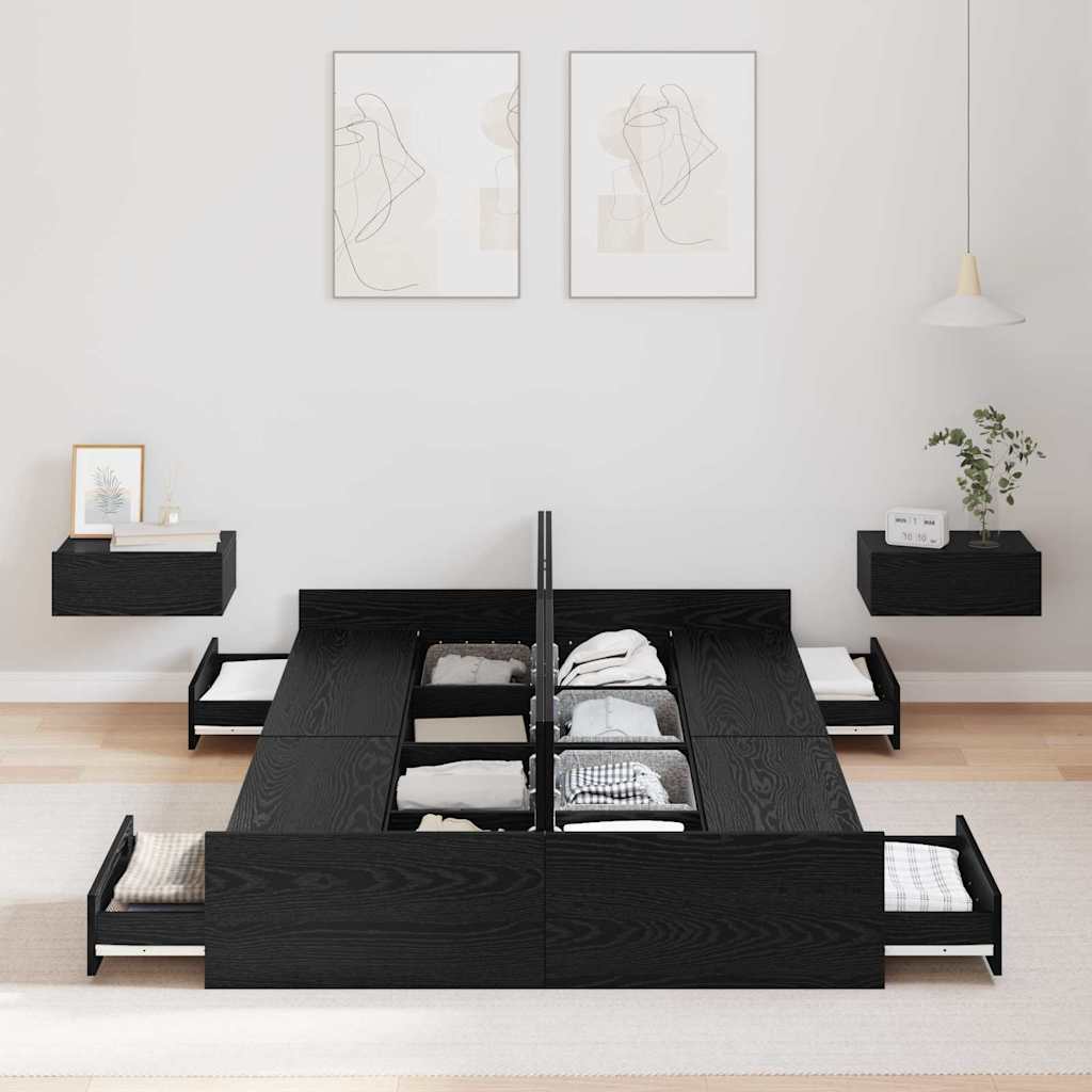 Krevet s ladicama Crni hrast 120 x 200 cm Konstruirano drvo