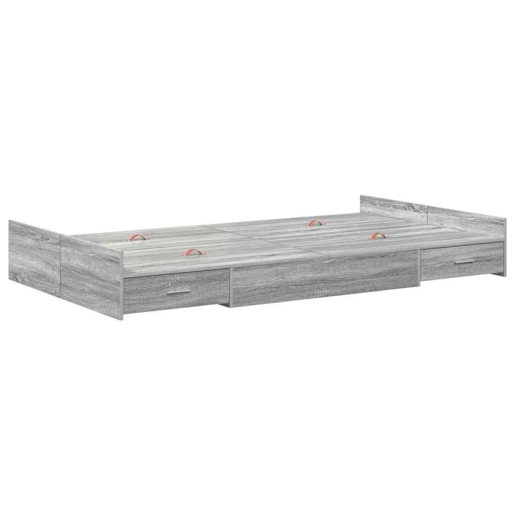 Krevet s ladicama Siva Sonoma 120 x 200 cm Konstruirano drvo