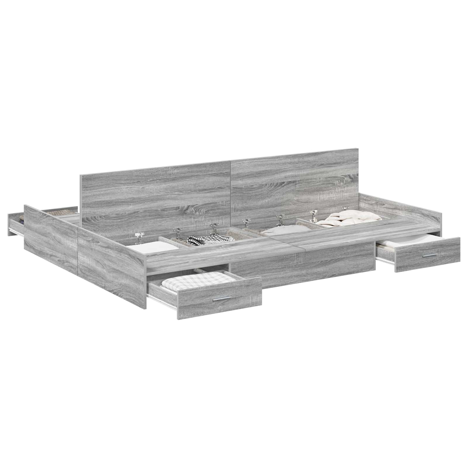 Krevet s ladicama Siva Sonoma 140 x 190 cm Konstruirano drvo