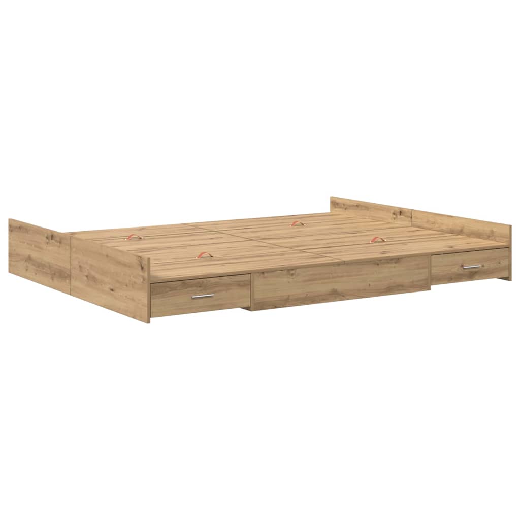 Krevet s ladicama s uzglavljem Umjetnički hrast 140 x 190 cm