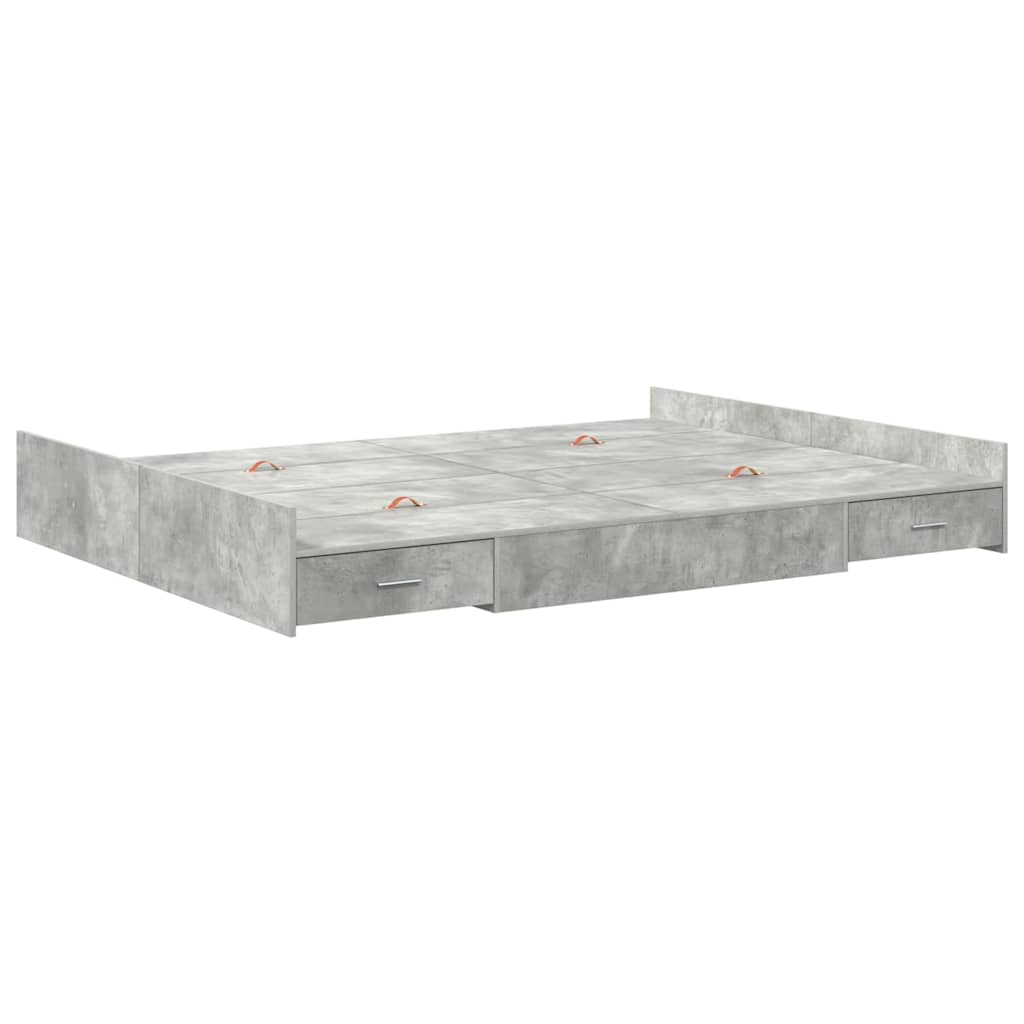 Krevet s ladicama Betonski sivi 135 x 190 cm Konstruirano drvo