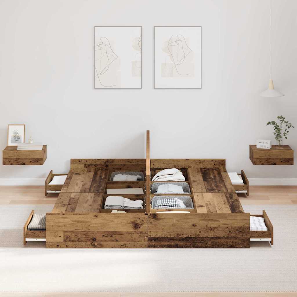 Krevet s ladicama Staro drvo 135 x 190 cm Konstruirano drvo