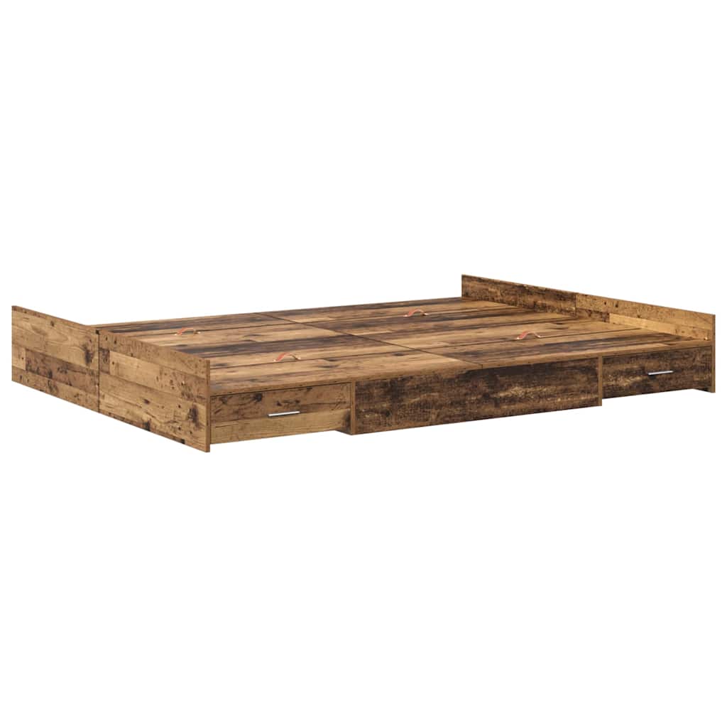 Krevet s ladicama Staro drvo 135 x 190 cm Konstruirano drvo