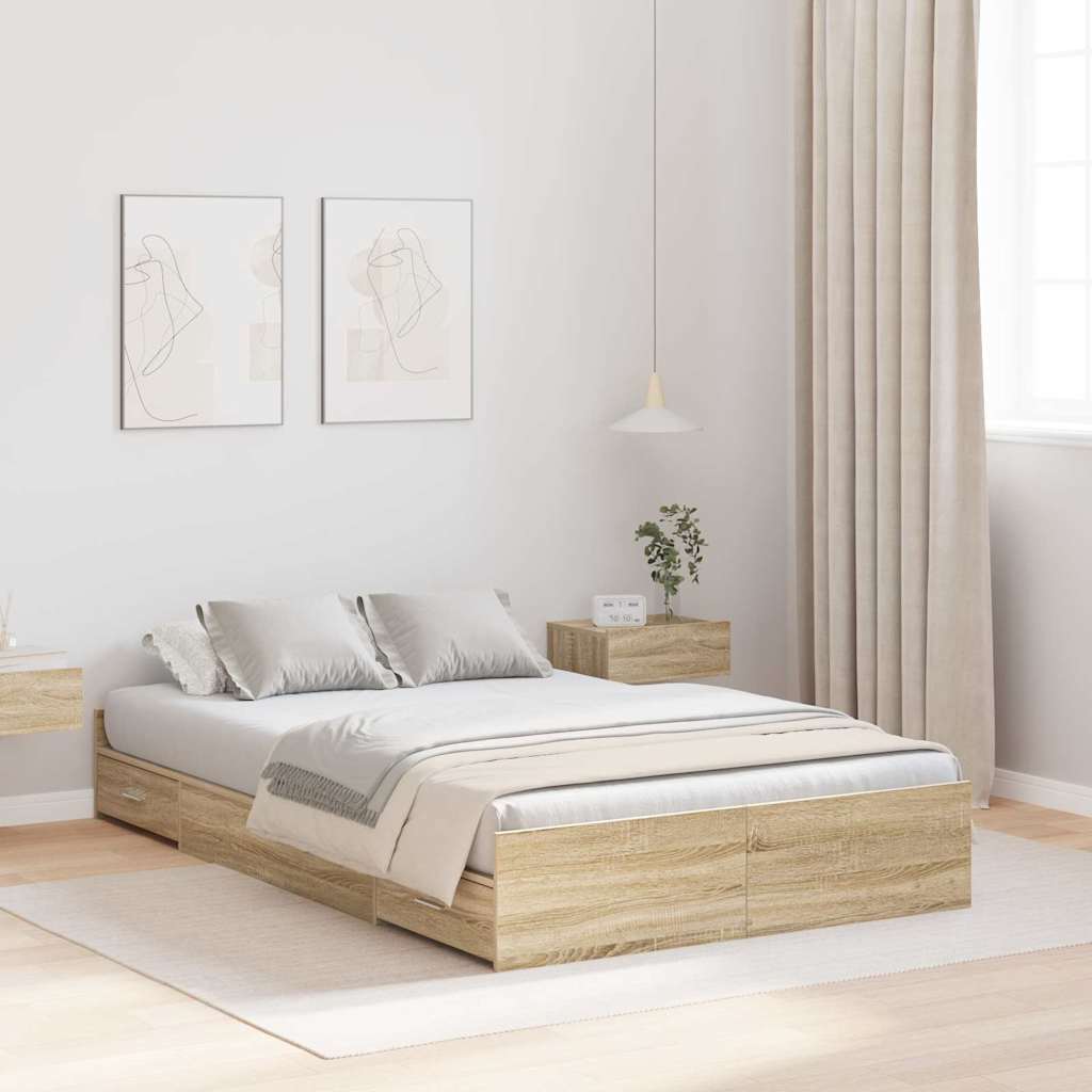 Krevet s ladicama Sonoma hrast 120 x 190 cm Konstruirano drvo