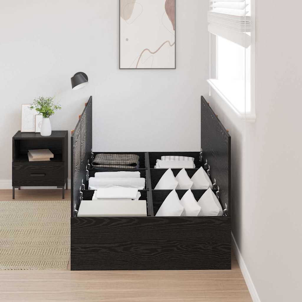 Krevet s ladicama Crni hrast 90 x 200 cm Konstruirano drvo