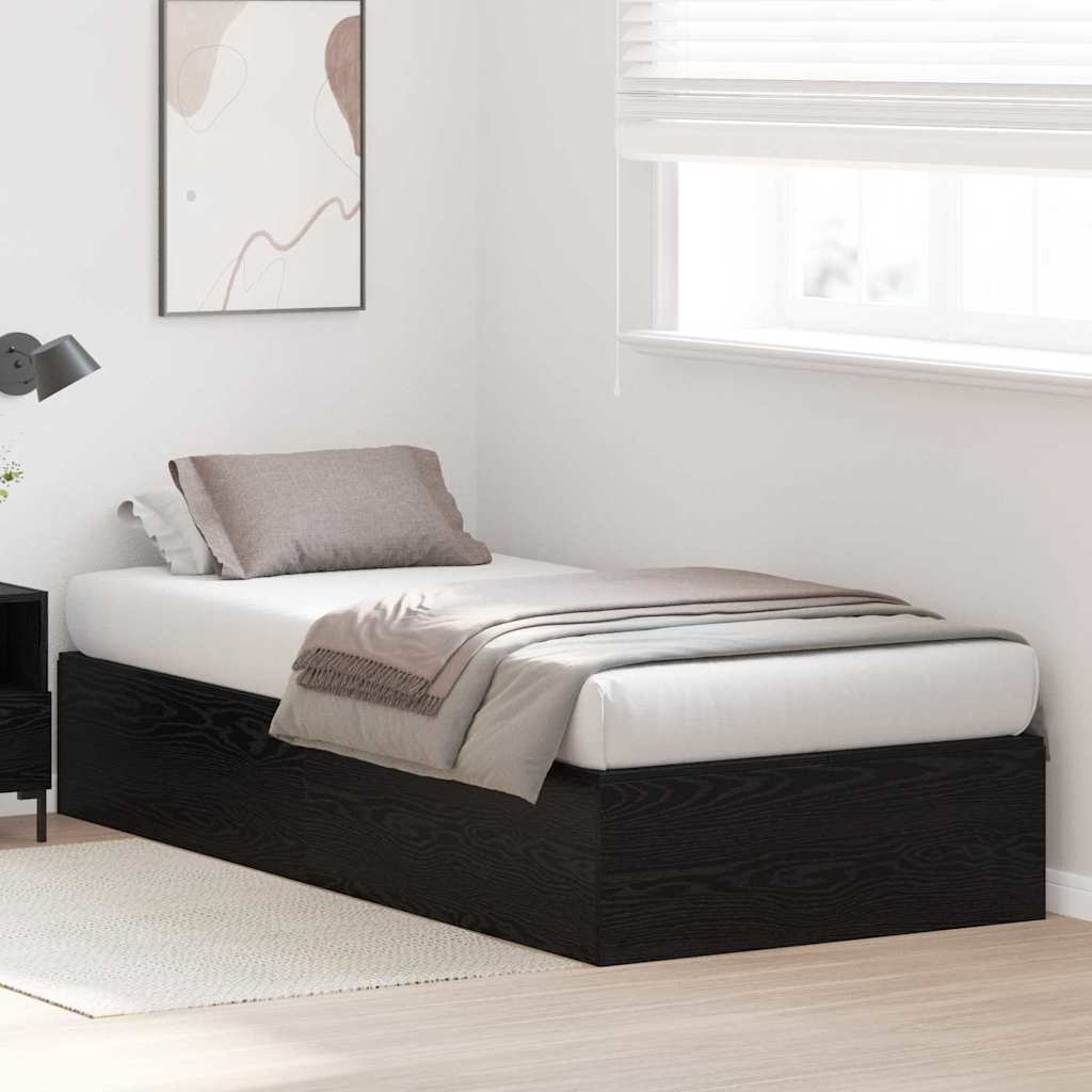 Krevet s ladicama Crni hrast 90 x 200 cm Konstruirano drvo