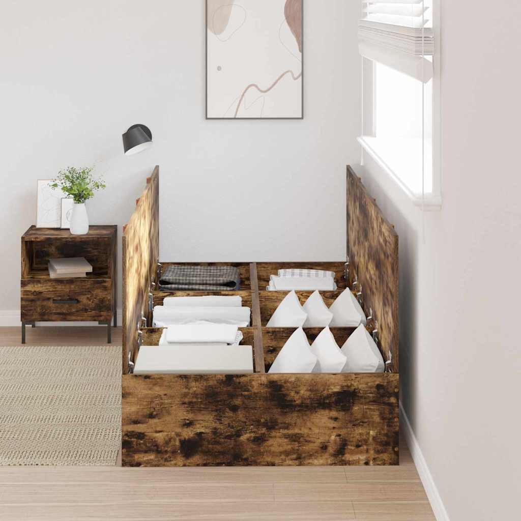 Krevet s ladicama Dimljeni hrast 100 x 200 cm Konstruirano drvo