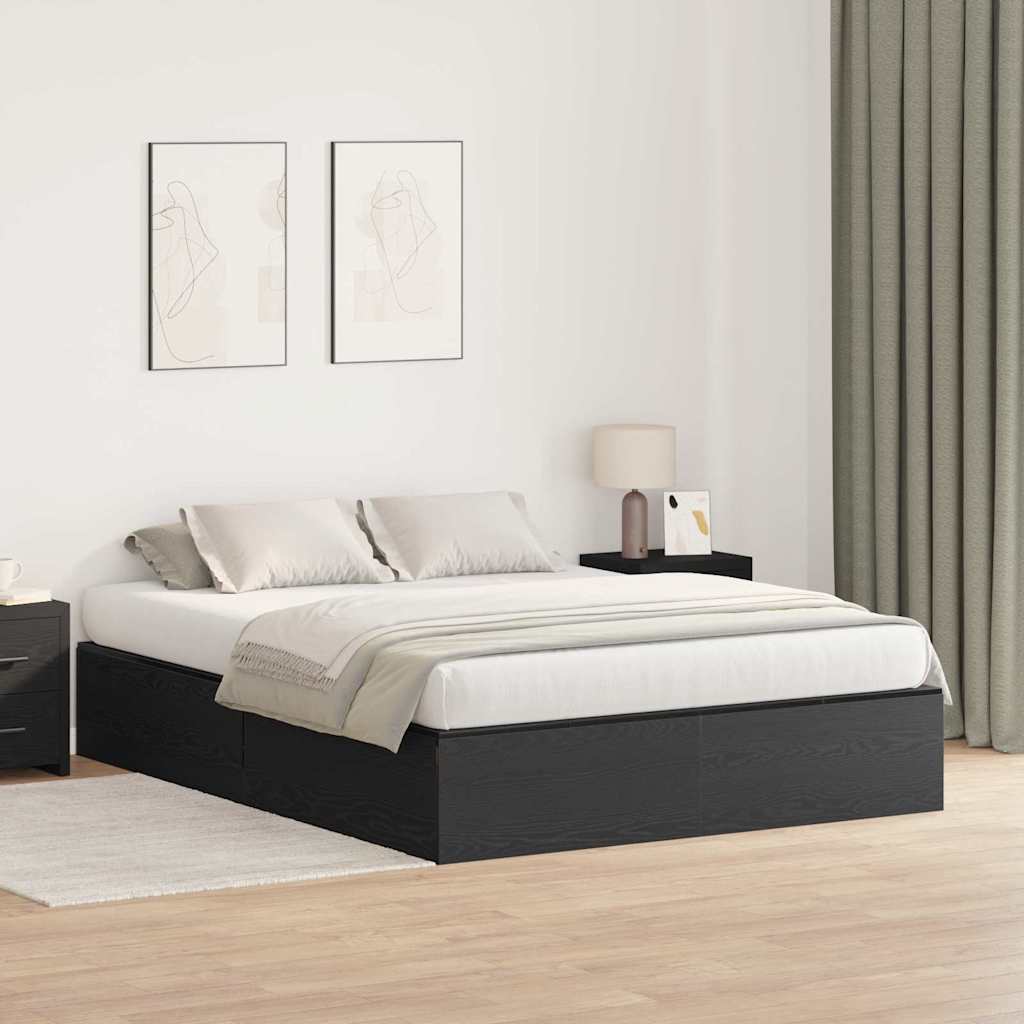 Krevet s ladicama Crni hrast 140 x 200 cm Konstruirano drvo