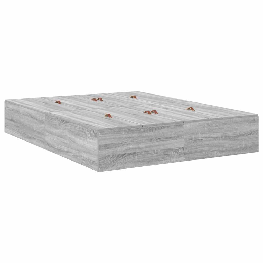 Krevet s ladicama Siva Sonoma 140 x 200 cm Konstruirano drvo