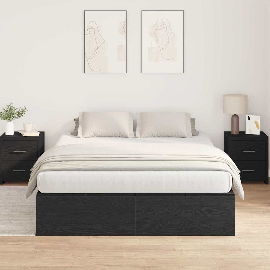 Krevet s ladicama Crni hrast 150 x 200 cm Konstruirano drvo