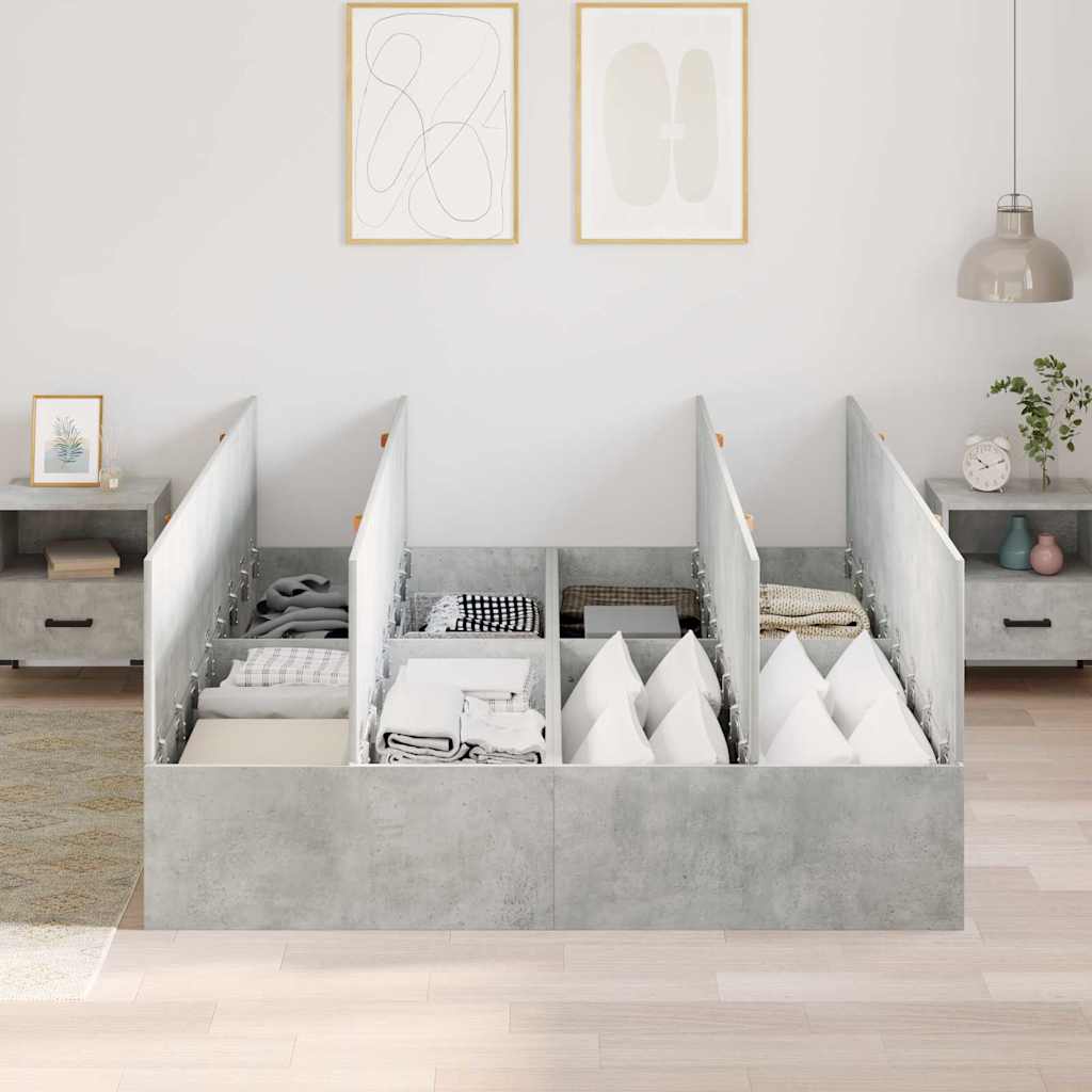 Krevet s ladicama Betonski sivi 150 x 200 cm Konstruirano drvo