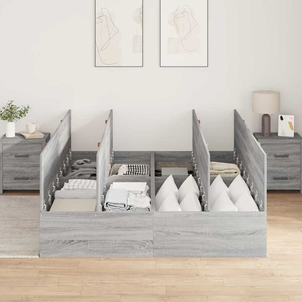 Krevet s ladicama Siva Sonoma 150 x 200 cm Konstruirano drvo