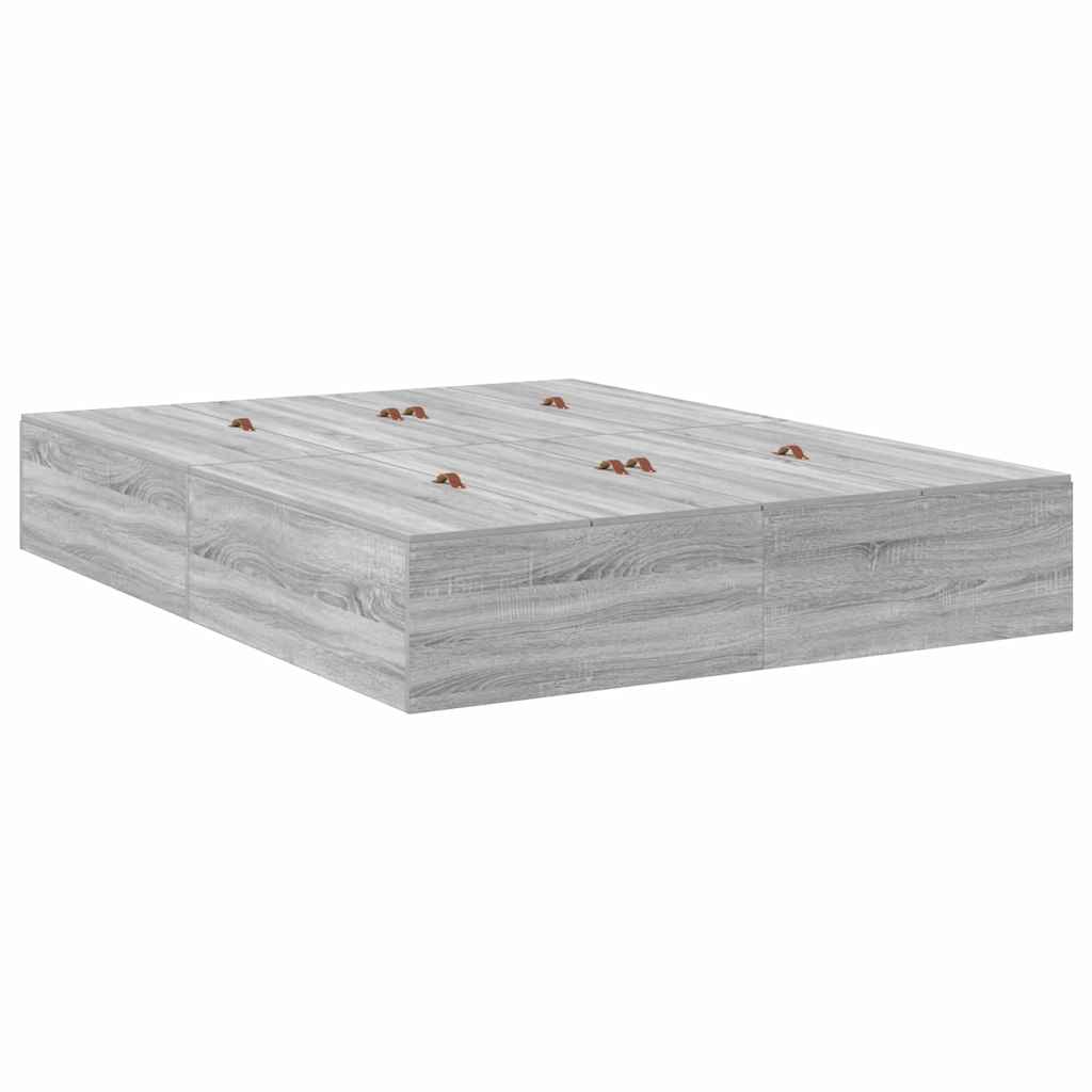 Krevet s ladicama Siva Sonoma 150 x 200 cm Konstruirano drvo