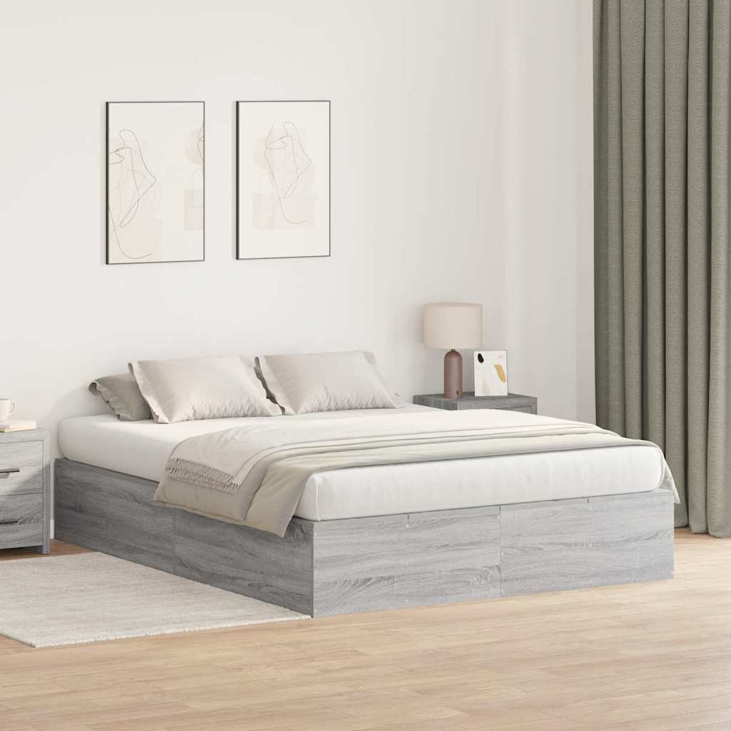 Krevet s ladicama Siva Sonoma 160 x 200 cm Konstruirano drvo
