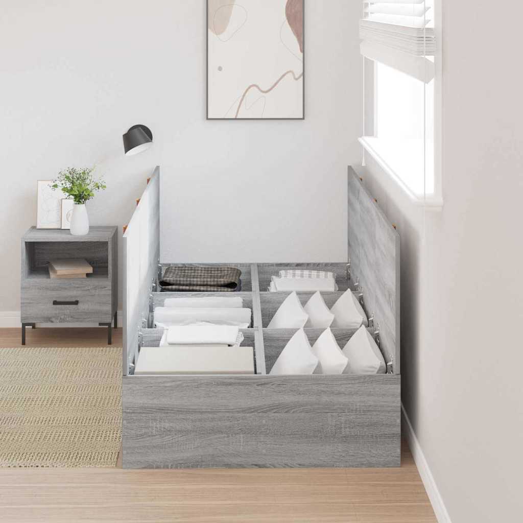 Krevet s ladicama Siva Sonoma 90 x 190 cm Konstruirano drvo