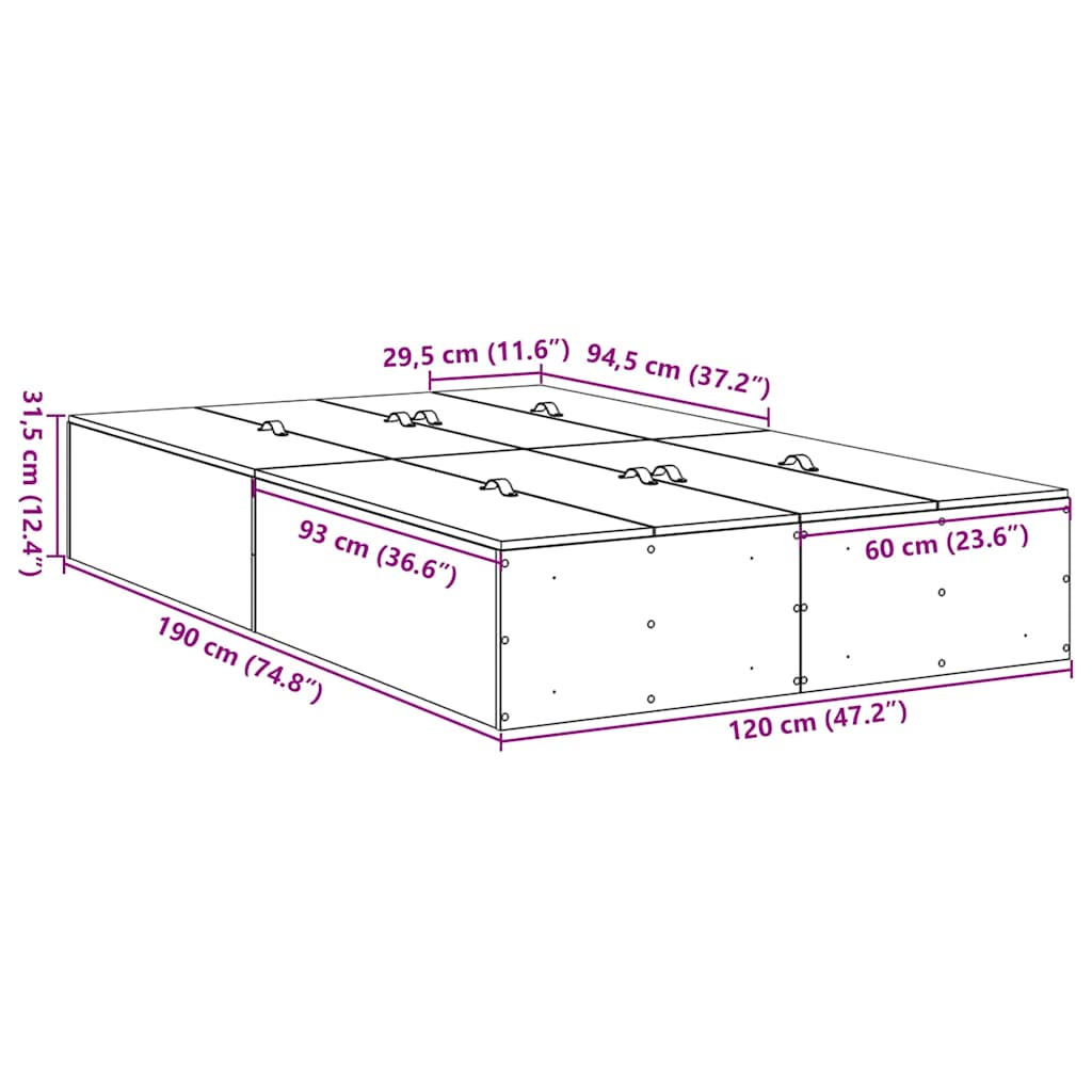 Krevet s ladicama Sonoma hrast 120 x 190 cm Konstruirano drvo