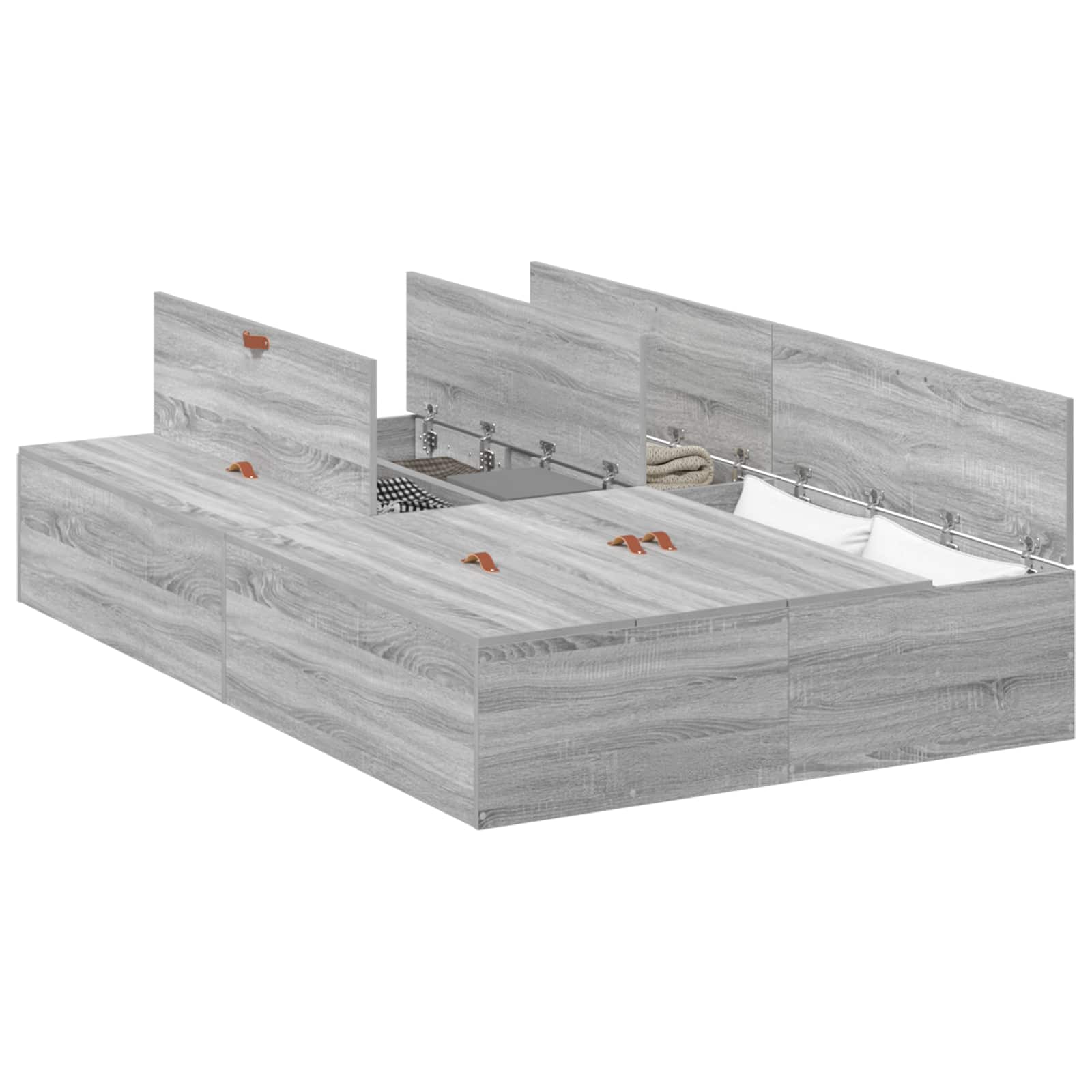 Krevet s ladicama Siva Sonoma 120 x 190 cm Konstruirano drvo
