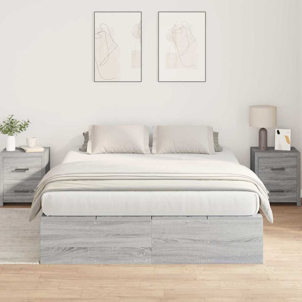 Krevet s ladicama Siva Sonoma 140 x 190 cm Konstruirano drvo