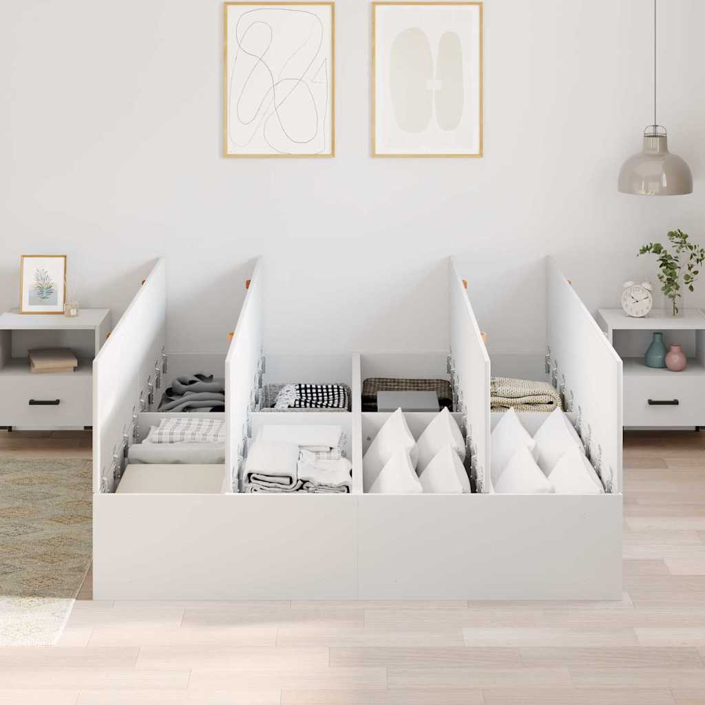 Krevet s ladicama Bijelo 135 x 190 cm Konstruirano drvo