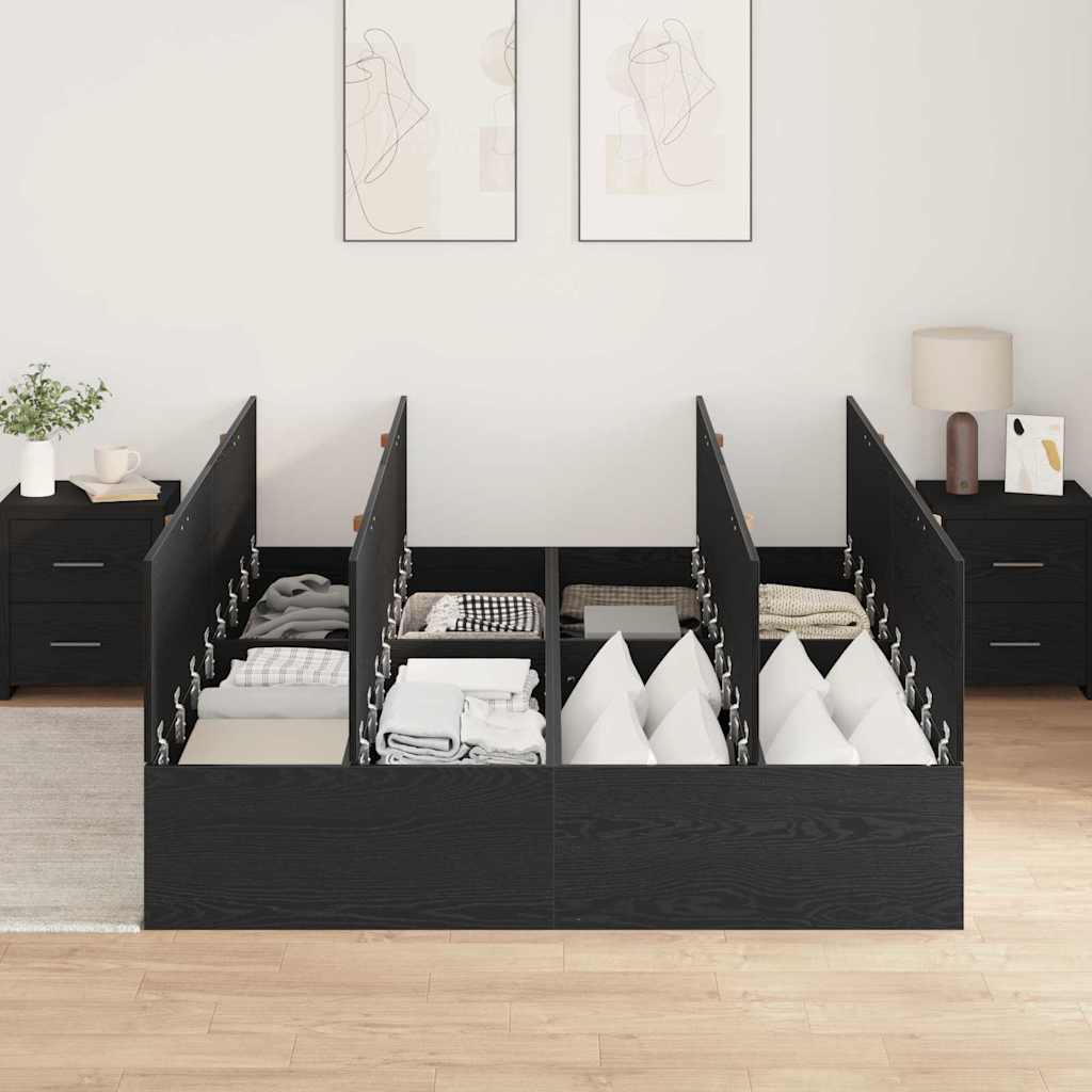 Krevet s ladicama Crni hrast 135 x 190 cm Konstruirano drvo