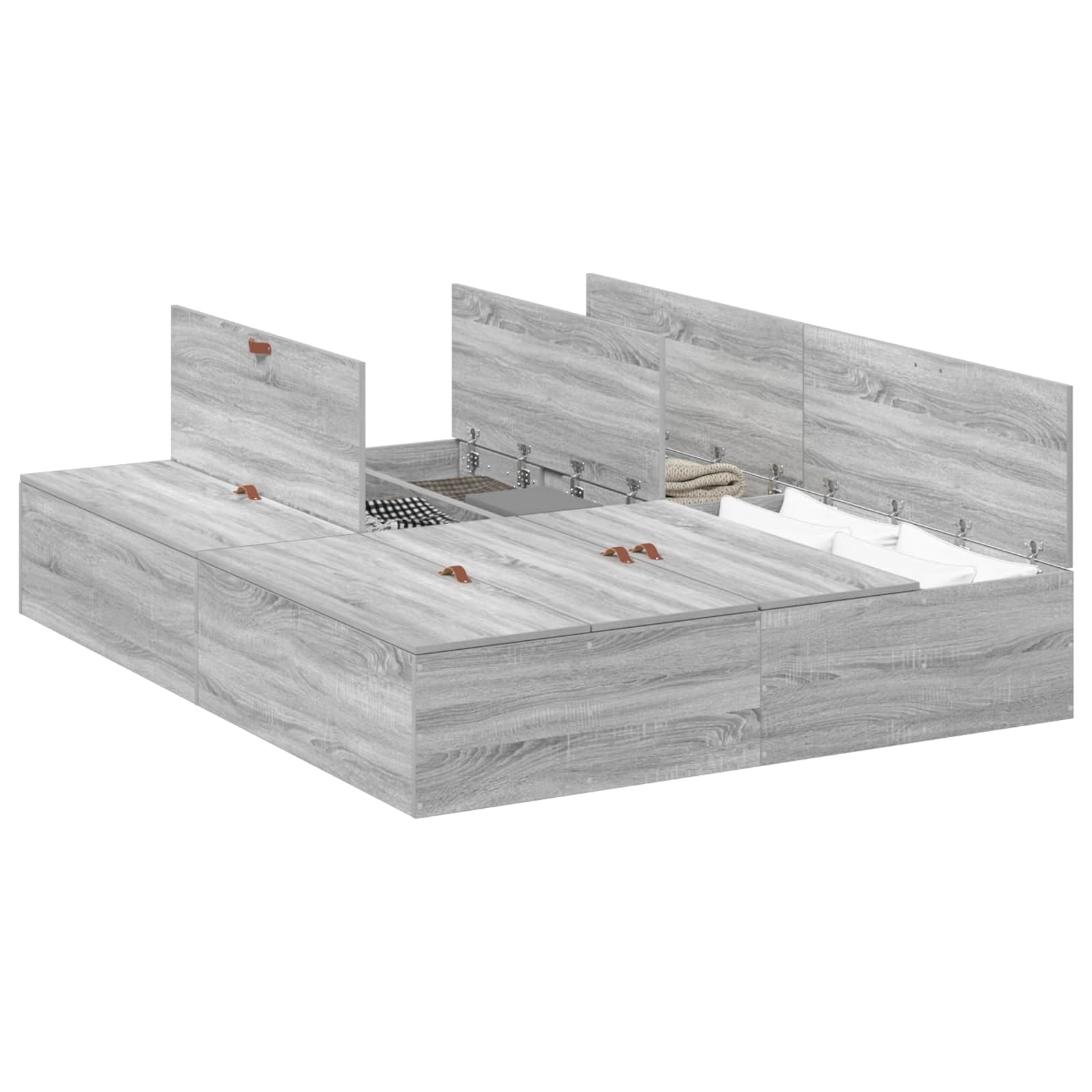 Krevet s ladicama Siva Sonoma 135 x 190 cm Konstruirano drvo