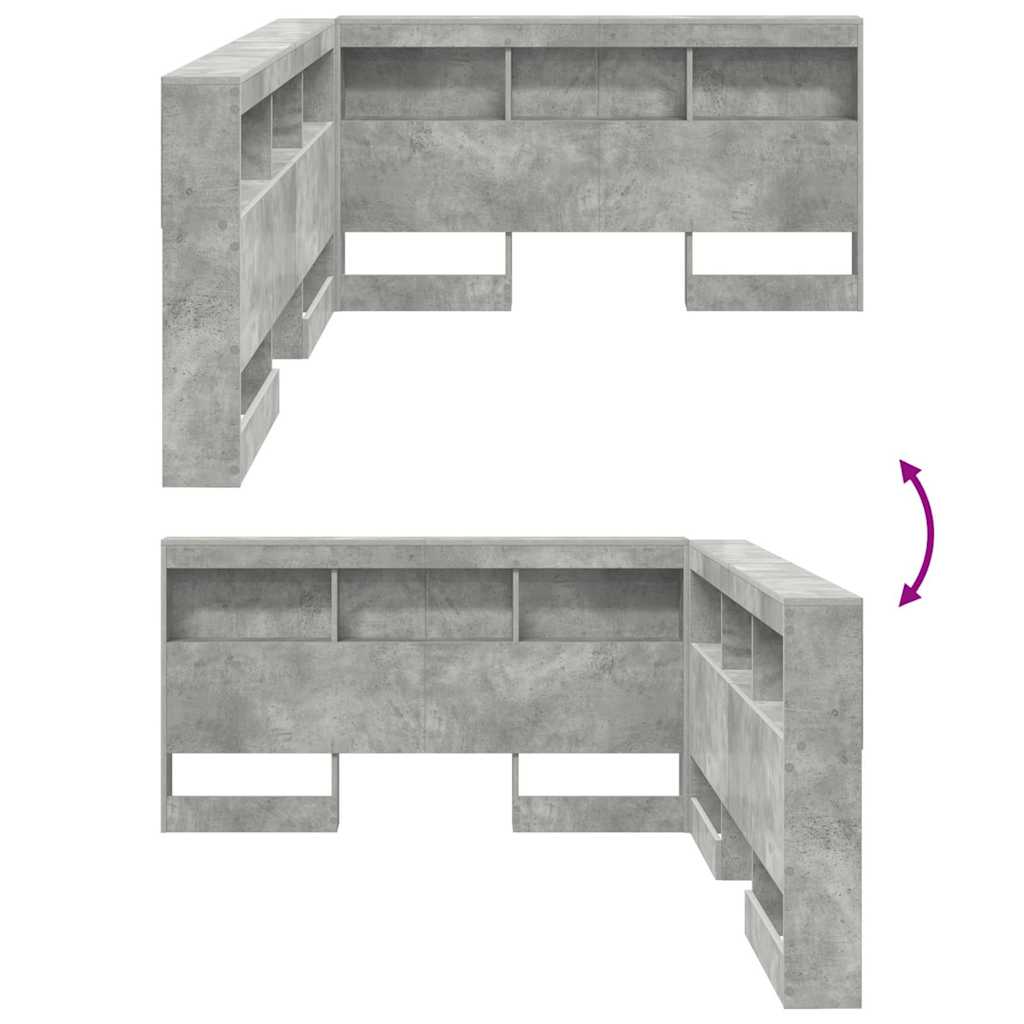 Skladišno uzglavlje Betonski sivi 150 cm Konstruirano drvo
