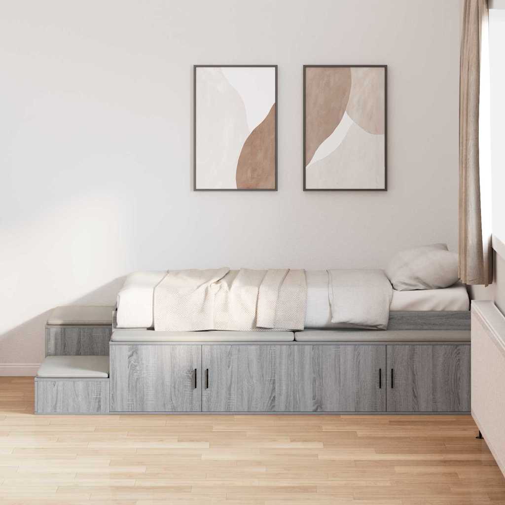 Krevet s ladicama Siva Sonoma 75 cm Konstruirano drvo