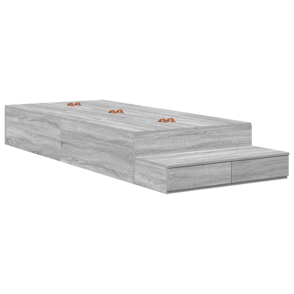 Krevet s ladicama Siva Sonoma 80 cm Konstruirano drvo