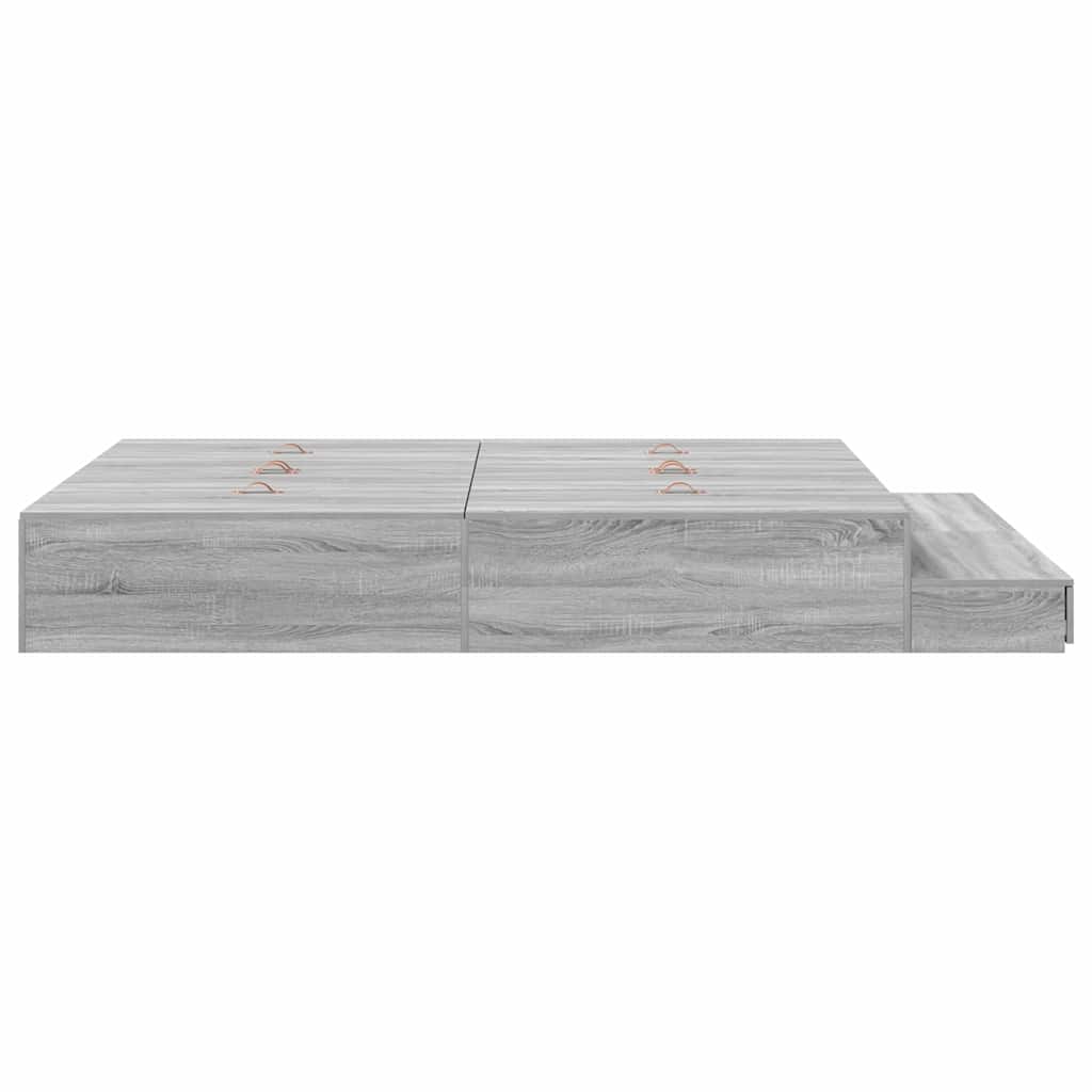 Krevet s ladicama Siva Sonoma 140 cm Konstruirano drvo