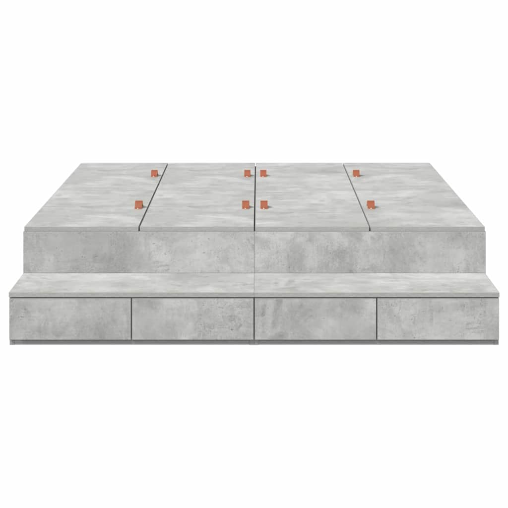 Krevet s ladicama Betonski sivi 150 cm Konstruirano drvo