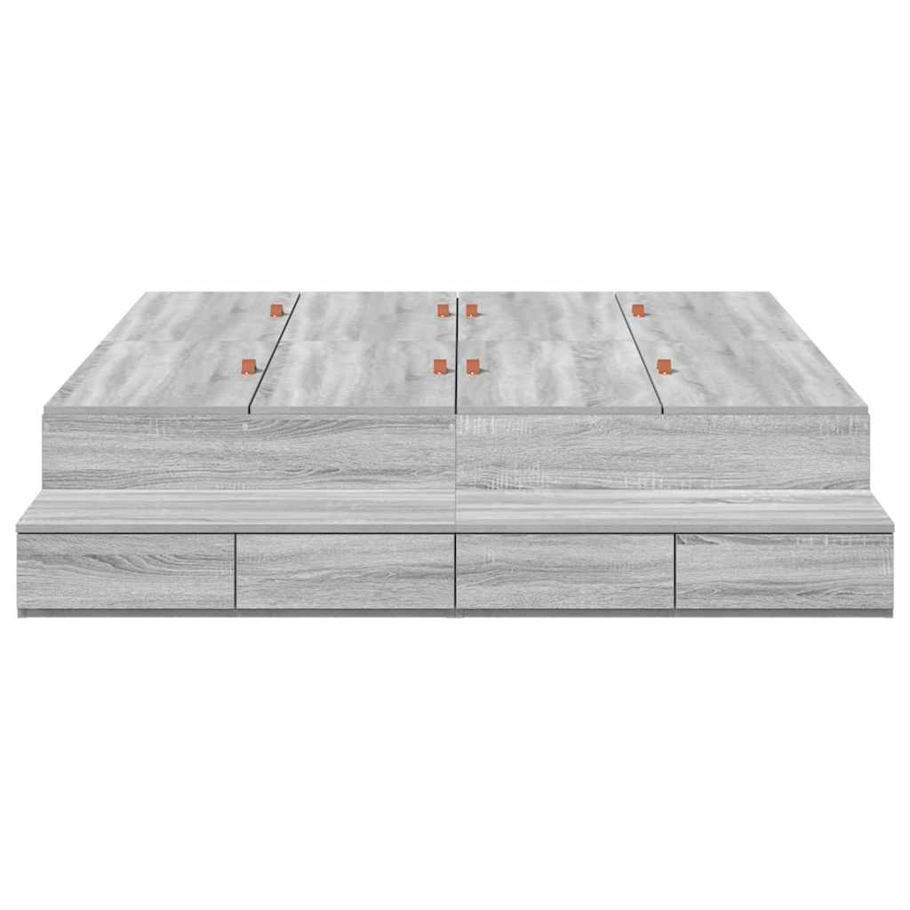 Krevet s ladicama Siva Sonoma 160 cm Konstruirano drvo