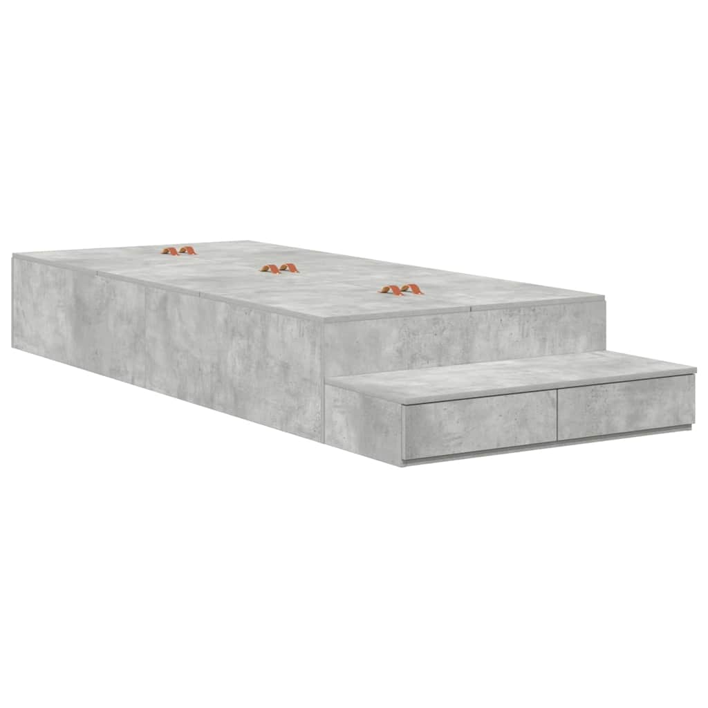 Krevet s ladicama Betonski sivi 90 cm Konstruirano drvo