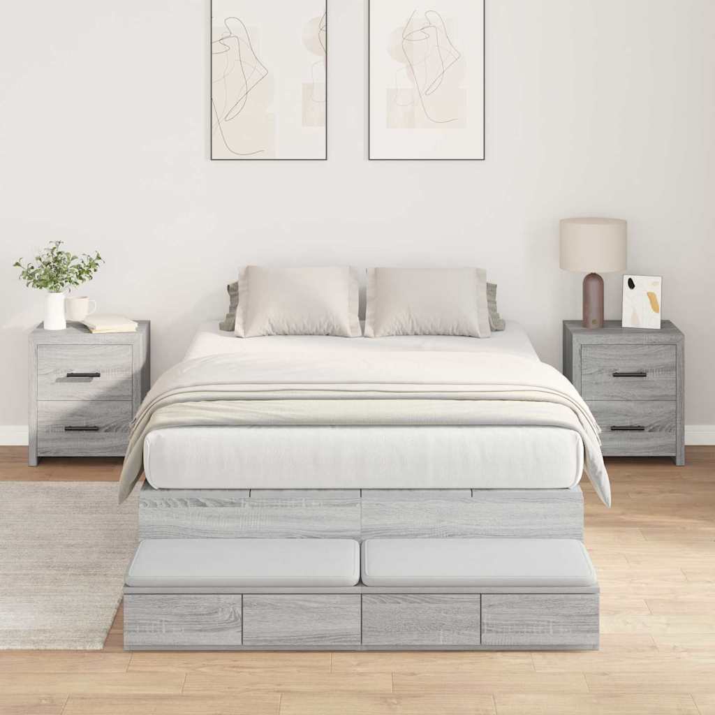 Krevet s ladicama Siva Sonoma 120 cm Konstruirano drvo